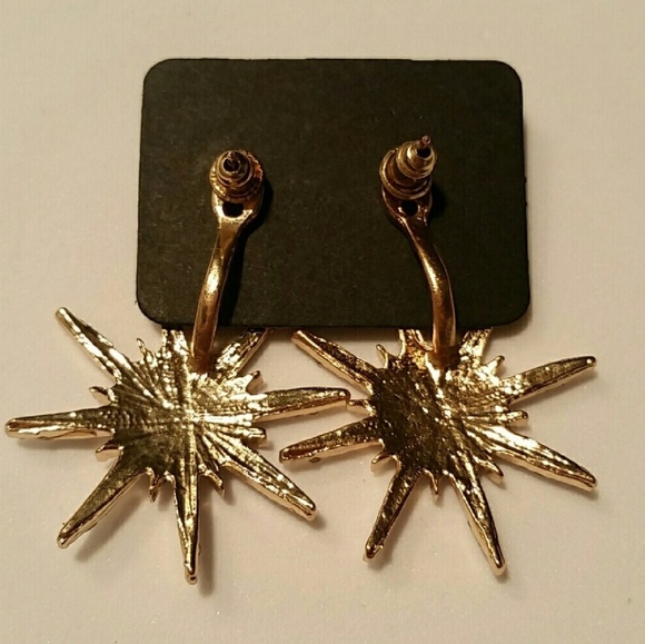 NEW ✴ Starburst Gold Pave Crystal Earring Jacket - Picture 6 of 7
